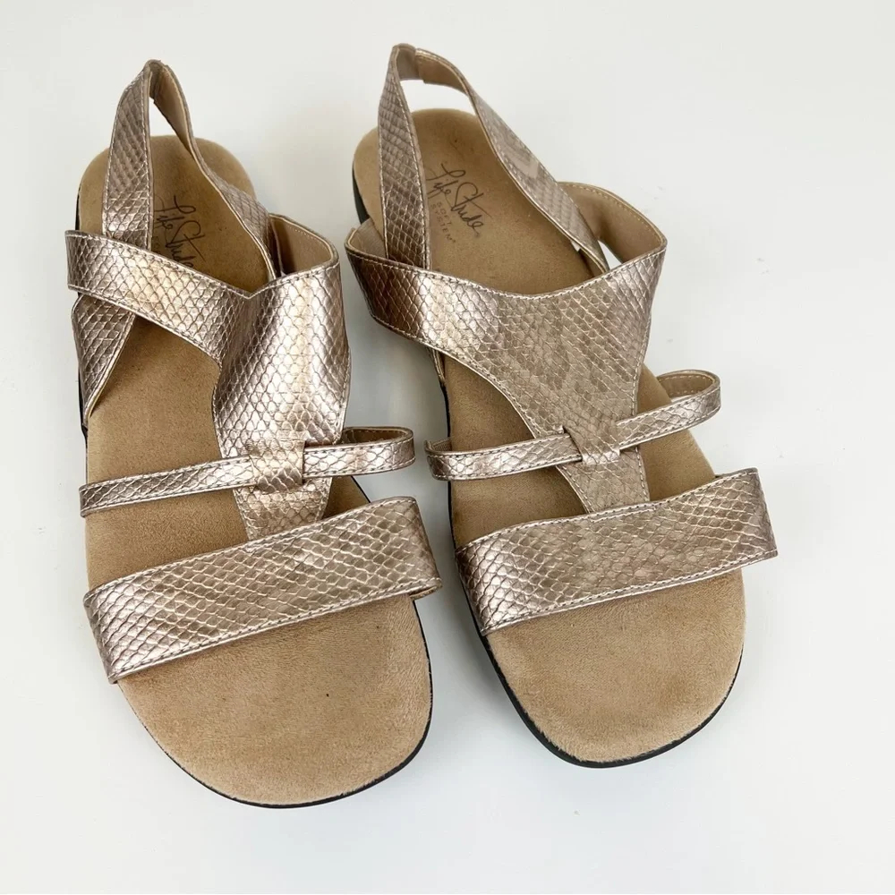 Life Stride Ezriel Copper Snake Print Sandal Size 10